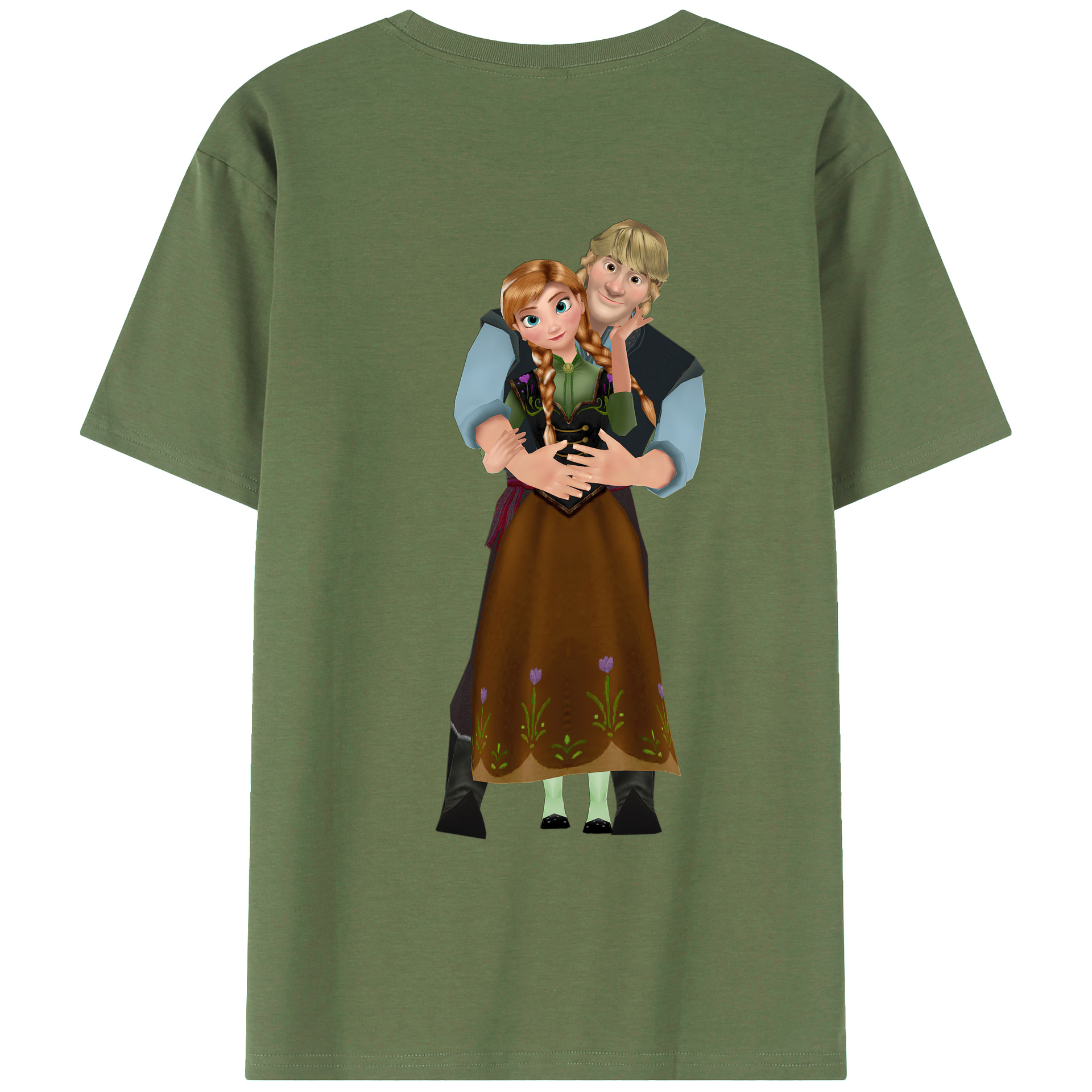 （画像用） アナと雪の女王 アンナ エルサ Frozen Anna Elsa 綿100％ メンズ半袖Tシャツ（バックプリント） 通気性